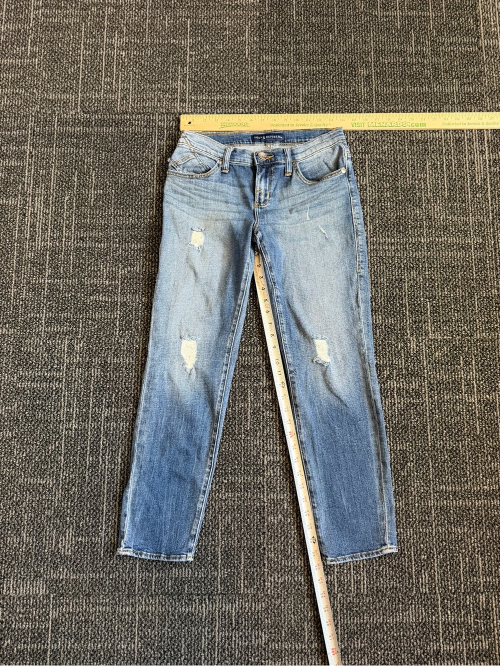 Rock & Republic Light Blue Distressed Straight Leg Jeans